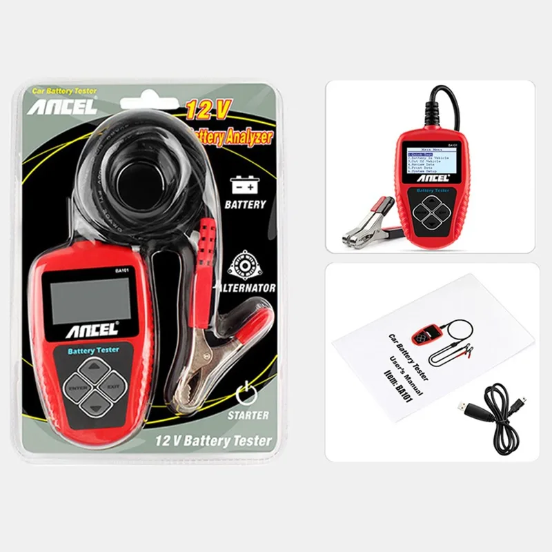 차량 테스터 충전 ANCEL 100 배터리 BA101 도구 2000CCA 12V 회로 자동차 진단 분석기 부하